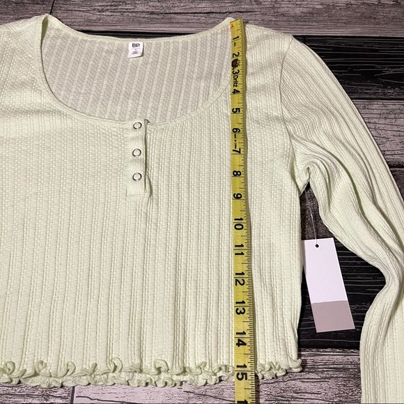 NEW BP. Long Sleeve Crop Top Women’s Size Small Light Green Cotton Stretch - Picture 8 of 9
